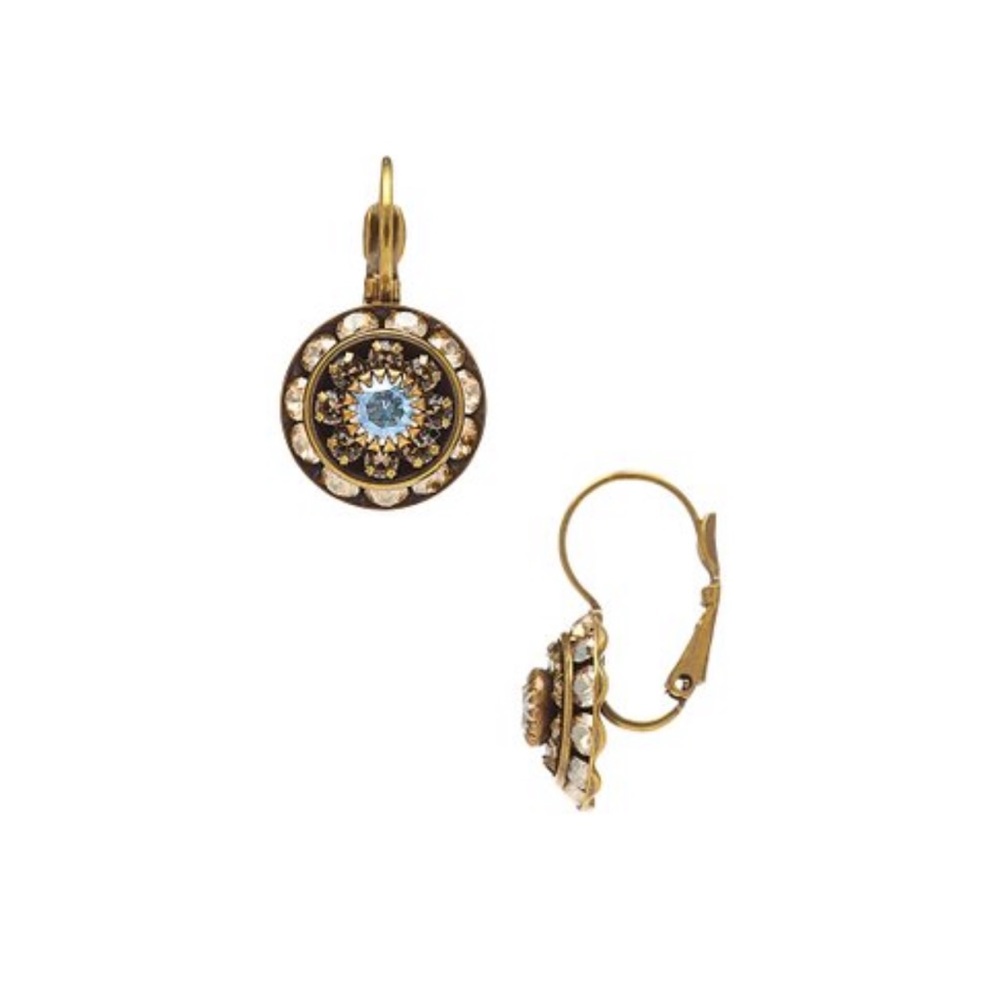 IN SEARCH OF liz palacios gold and grey drop leverback earrings
